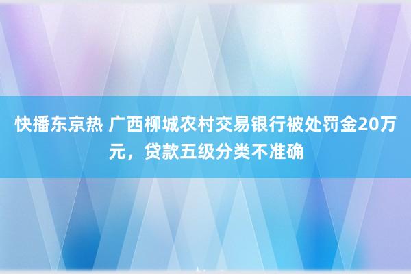 快播东京热 广西柳城农村交易银行被处罚金20万元，贷款五级分类不准确