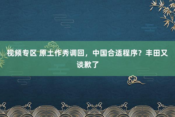 视频专区 原土作秀调回，中国合适程序？丰田又谈歉了