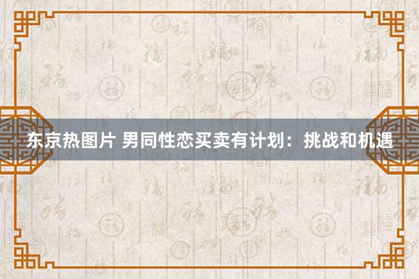 东京热图片 男同性恋买卖有计划：挑战和机遇