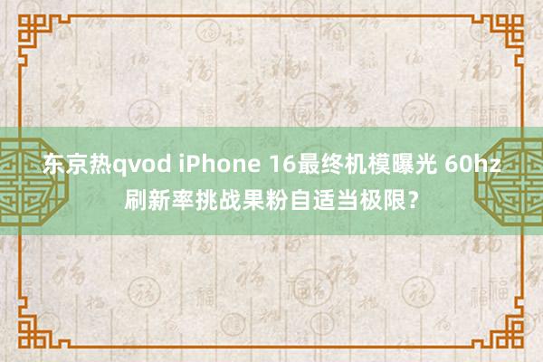 东京热qvod iPhone 16最终机模曝光 60hz刷新率挑战果粉自适当极限？