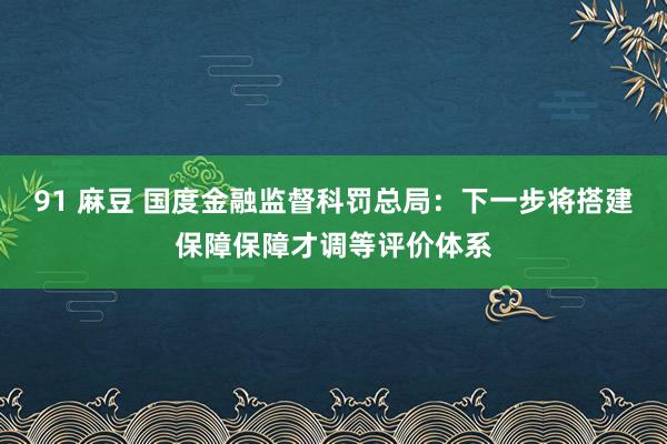 91 麻豆 国度金融监督科罚总局：下一步将搭建保障保障才调等评价体系